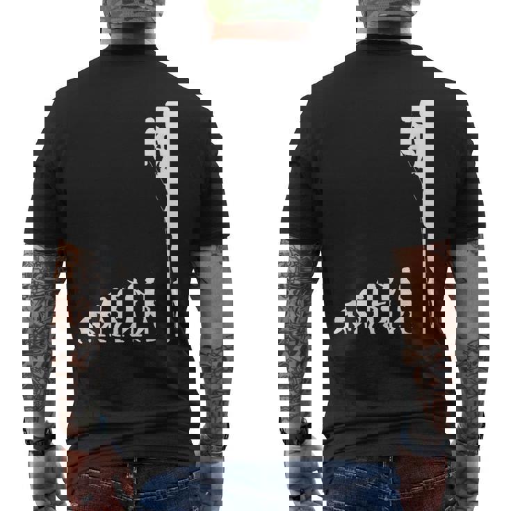 人類の進化 ロッククライミング エイドクライミング フリークライミング アルパインクライミング 登攀 登山 ボルダリング メンズTシャツ バックプリント