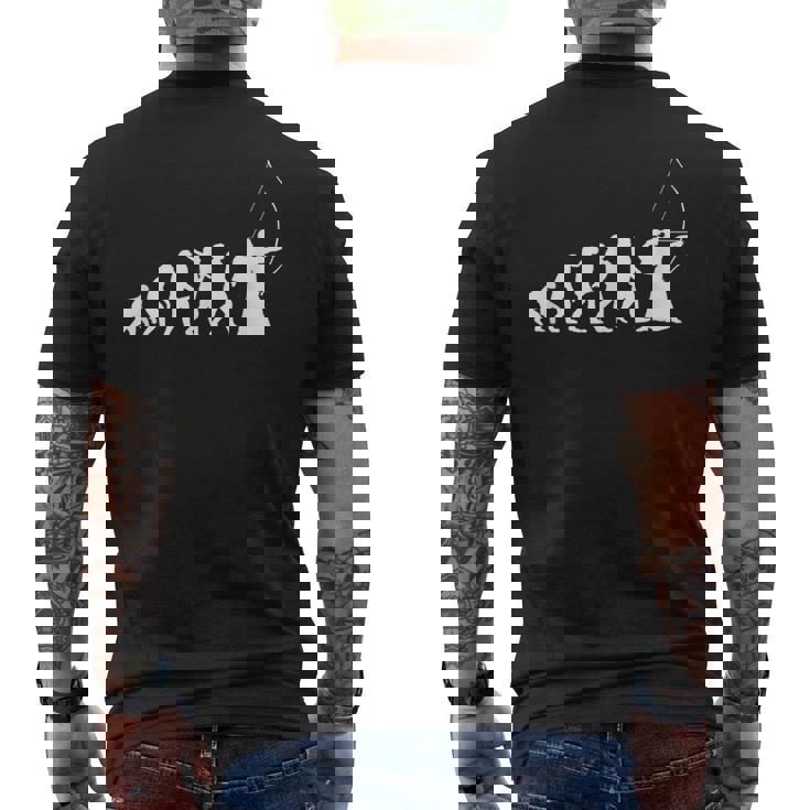 人類の進化 弓道 弓術 弓道好き 騎射 歩射 堂射 弓道部 弓道サークル 古武術 和弓 エボリューション メンズTシャツ バックプリント