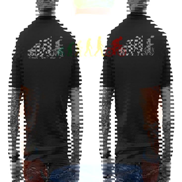 人類の進化 自転車好き ロードバイク クロスバイク サイクリング サプライズ おもしろ レトロ 自転車 メンズTシャツ バックプリント