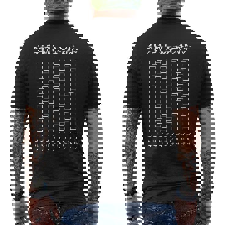 今日何しようかなー あみだくじの面白ネタ ゴルフ あみだくじ ギャグ ジョーク ゴルフ好き おもしろ メンズTシャツ バックプリント