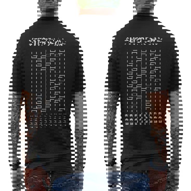 今日何食べようかなー あみだくじの面白ネタ お寿司 あみだくじ ギャグ ジョーク 寿司好き おもしろ メンズTシャツ バックプリント