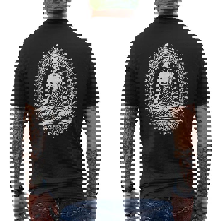 仏像 ヨガ 仏教 禅 仏教 瞑想 メンズTシャツ バックプリント
