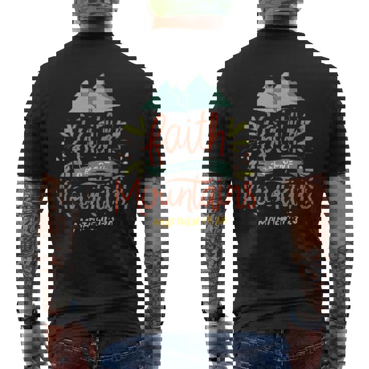信仰 山を動かす 聖書教会 イエス・キリスト メンズTシャツ バックプリント