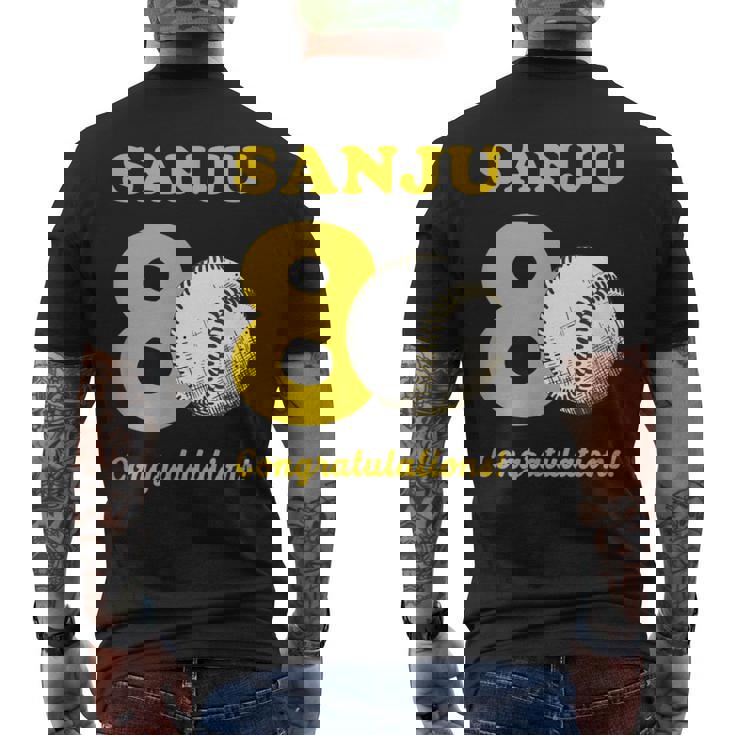 傘寿祝い 野球好き 父 男性 父の日 おしゃれ 野球 80歳 誕生日 メンズTシャツ バックプリント