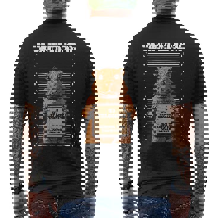 全国指名手配 重犯罪93件ハムスター メンズTシャツ バックプリント