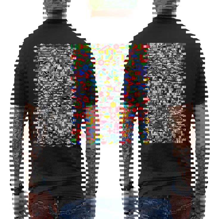 六角形の世界旗、国旗tシャツ メンズTシャツ バックプリント