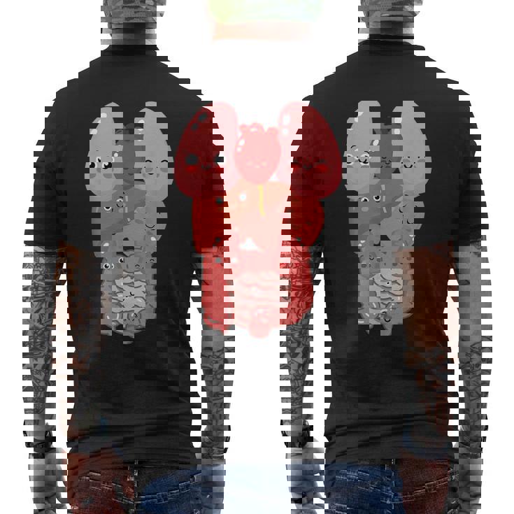 内臓 面白い 人体 解剖学 微笑 メンズTシャツ バックプリント