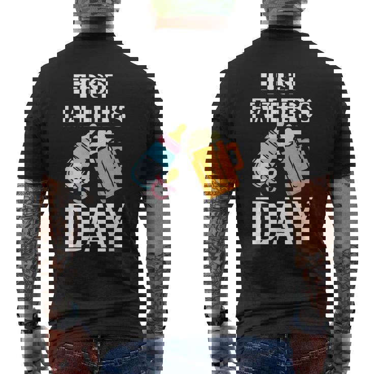 初めての父の日 ビール ミルク 新しいお父さん お父さん 若い親 メンズTシャツ バックプリント