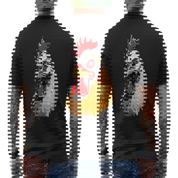 動物愛好家のための大胆な農場の鶏の頭のアート メンズTシャツ バックプリント