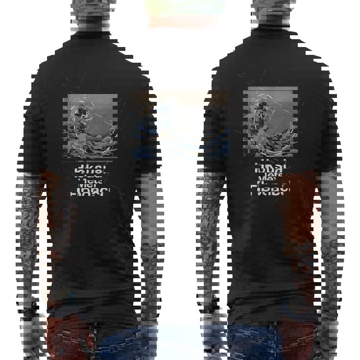 北斎とフィボナッチの黄金比 メンズTシャツ バックプリント