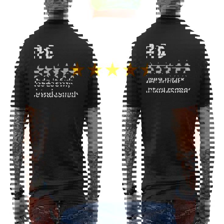 博士号、多くの努力が必要ですが、推奨される、面白い博士号。 メンズTシャツ バックプリント