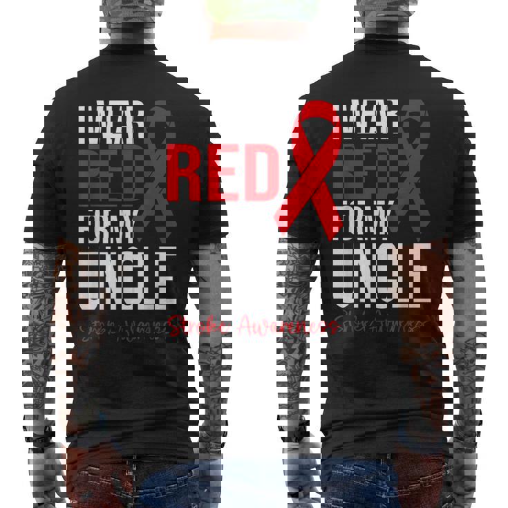 叔父さんの脳卒中啓発のために赤を着ています メンズTシャツ バックプリント