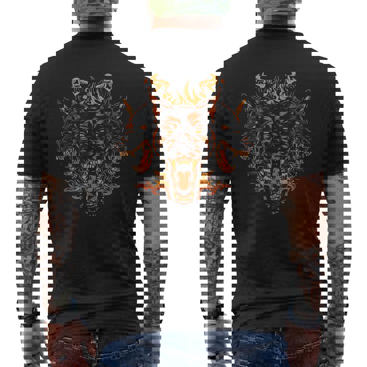 古代ギリシャ神話 ケルベロス 三頭犬 ケルベロス メンズTシャツ バックプリント