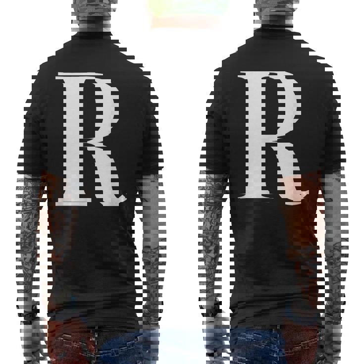 名前入り アルファベット イニシャル文字 R ギフト メンズTシャツ バックプリント