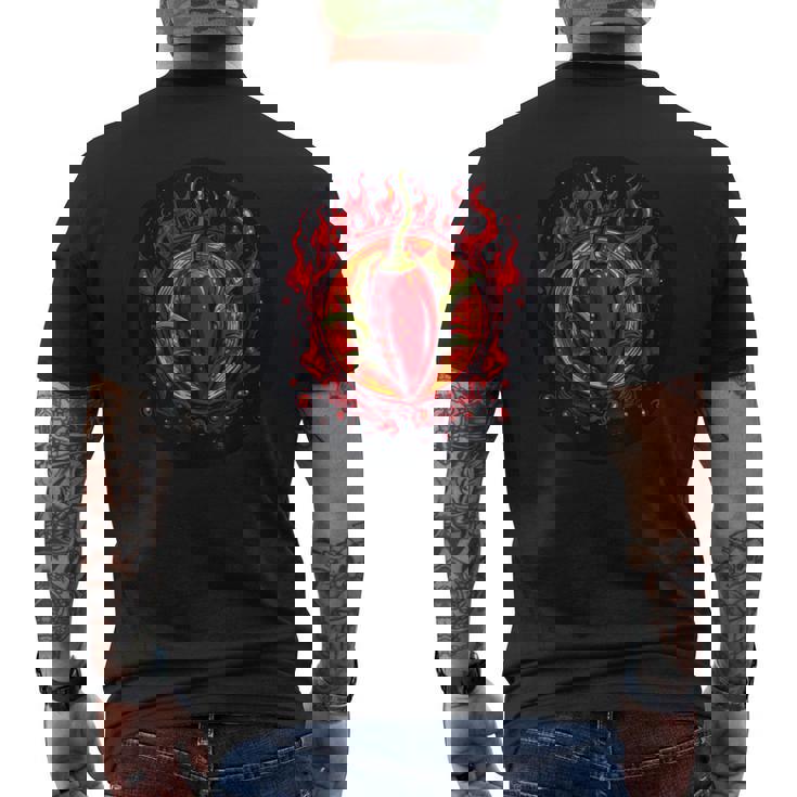 唐辛子のコスチューム好きのための唐辛子入りホットスパイス メンズTシャツ バックプリント