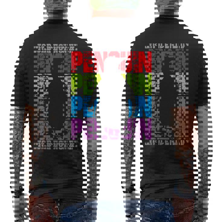 国際世界ペンギンデー メンズTシャツ バックプリント