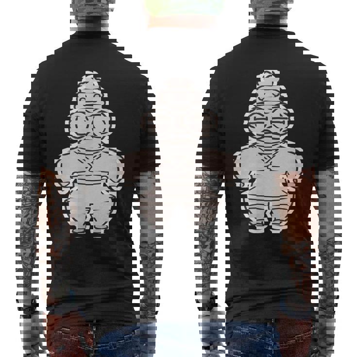 土偶 どぐう【ゆるフレンズ】遮光器土偶 歴史土器 イラスト メンズTシャツ バックプリント