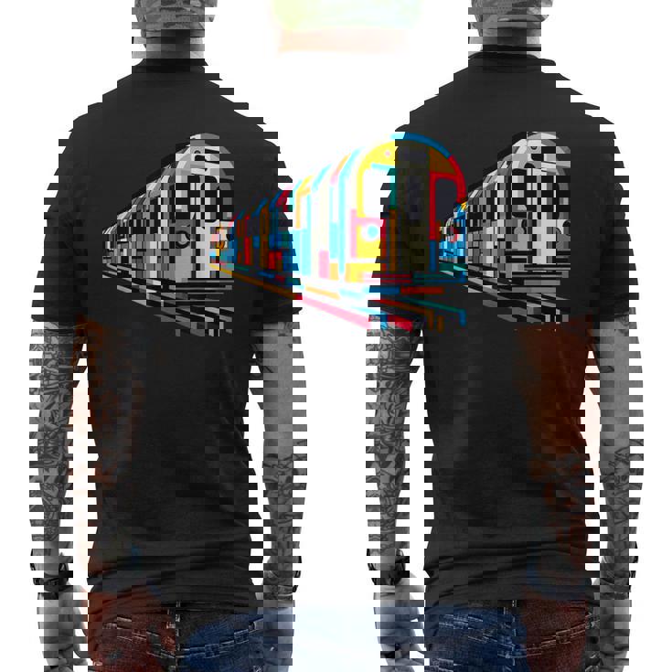 地下鉄 列車 地下鉄 機関車 鉄道愛好家 メンズTシャツ バックプリント