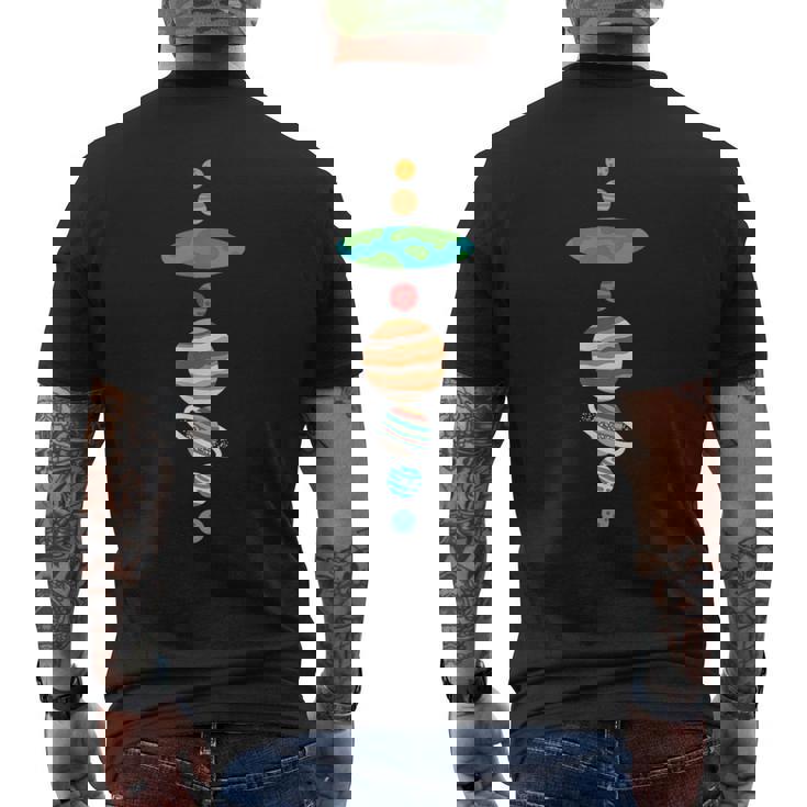 地球平面説太陽系 メンズTシャツ バックプリント