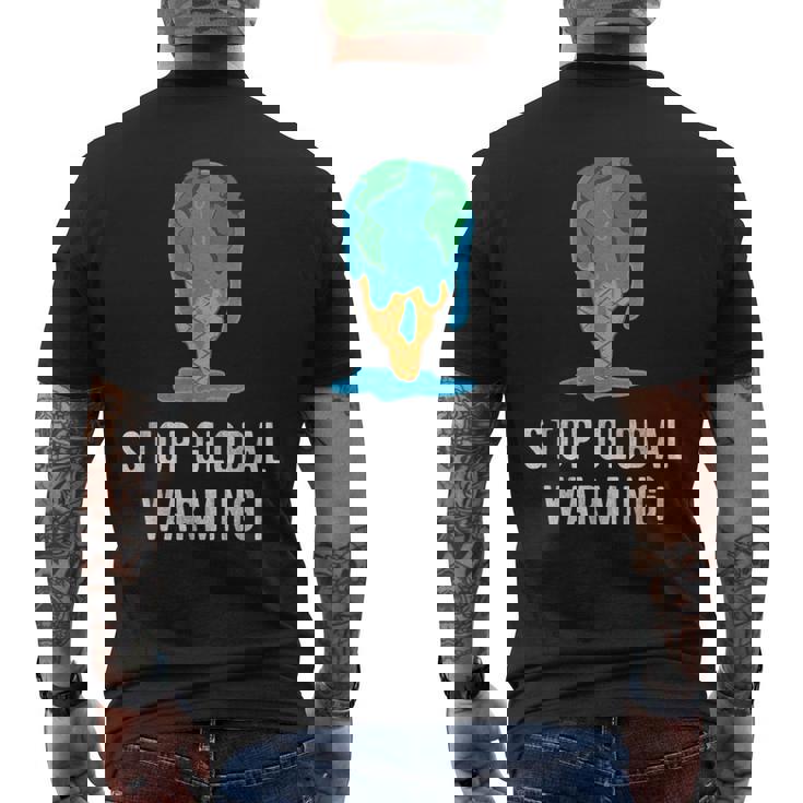 地球温暖化を止める アースデイ 地球 気候保護 地球温暖化 メンズTシャツ バックプリント