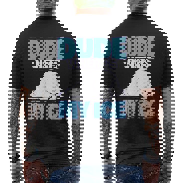 地球温暖化対策 シロクマ メンズTシャツ バックプリント