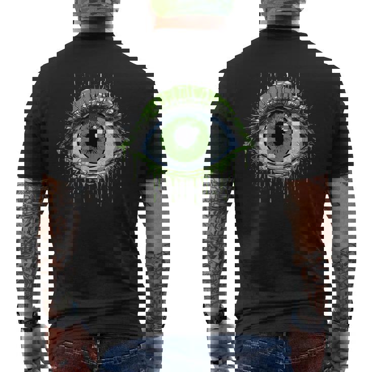 大きな緑の目玉 メンズTシャツ バックプリント