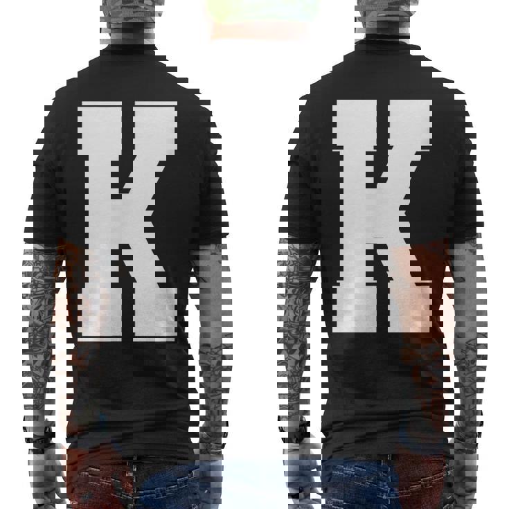 大文字 K アルファベットモノグラム イニシャル メンズTシャツ バックプリント