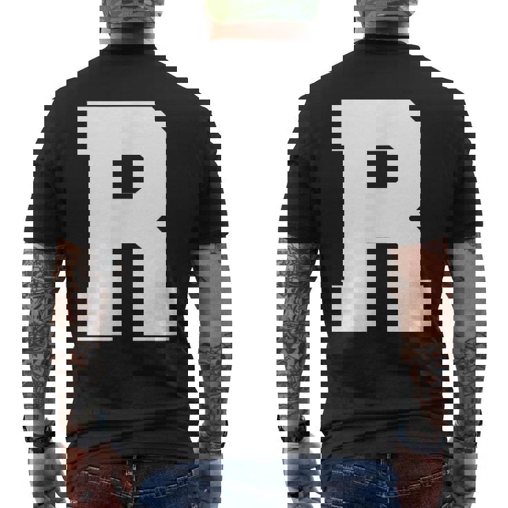 大文字 R アルファベット モノグラム イニシャル メンズTシャツ バックプリント