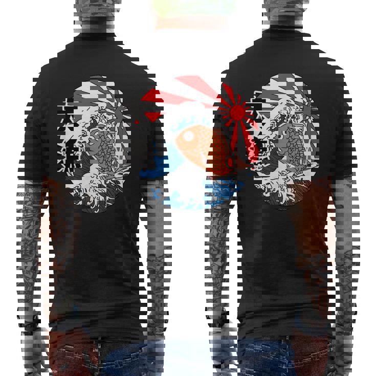 大漁旗 魚 鯛 旗 イラスト 波 ソーラン節 かわいい おもしろ おしゃれ メンズTシャツ バックプリント