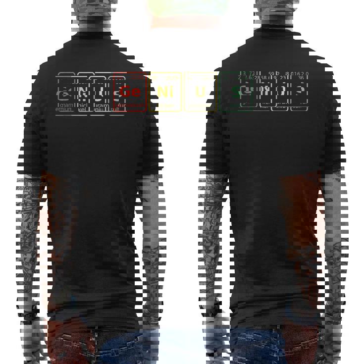 天才科学 ユーモア おもしろい 化学 学生 メンズTシャツ バックプリント