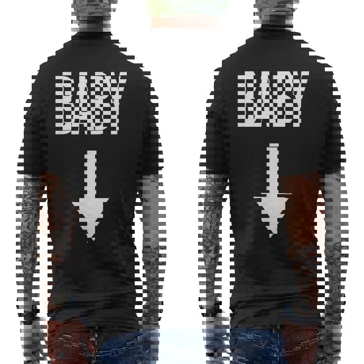 妊娠発表サプライズママとパパシャツ メンズTシャツ バックプリント