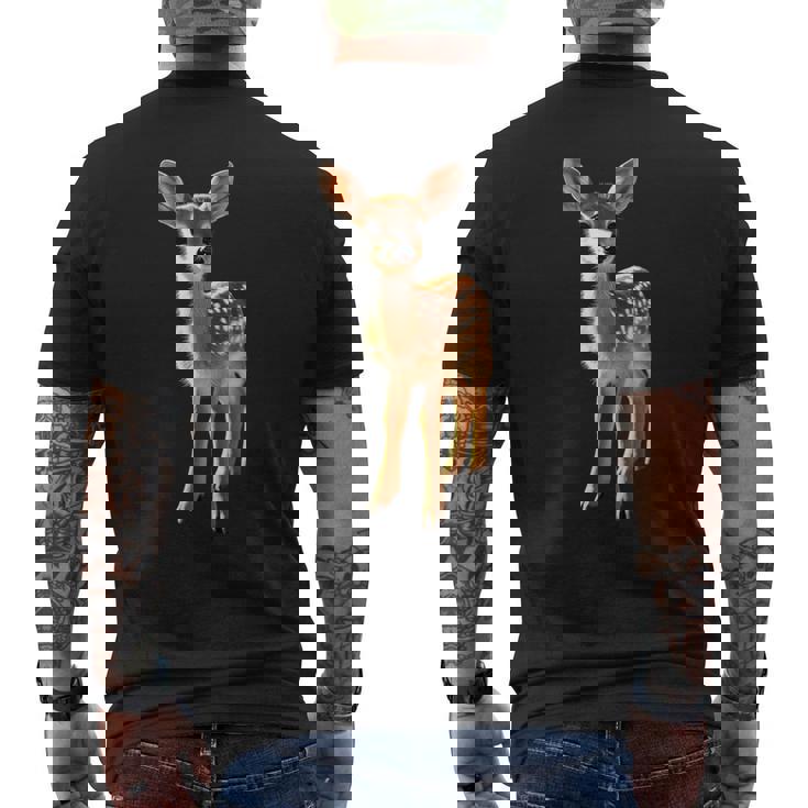 子鹿愛好家のためのロー鹿 ローバック鹿 子鹿 スイート鹿 メンズTシャツ バックプリント