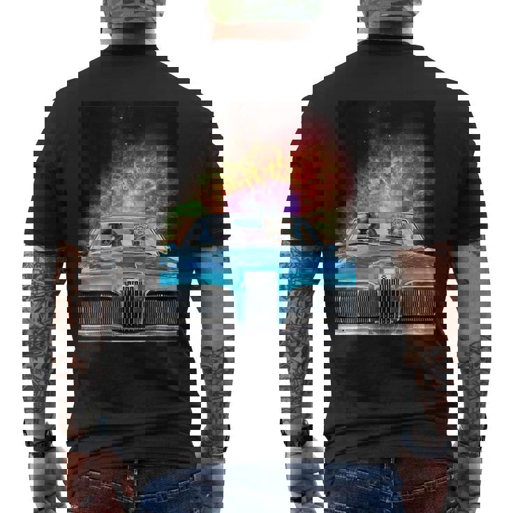 宇宙 銀河 猫 運転 車 メンズTシャツ バックプリント