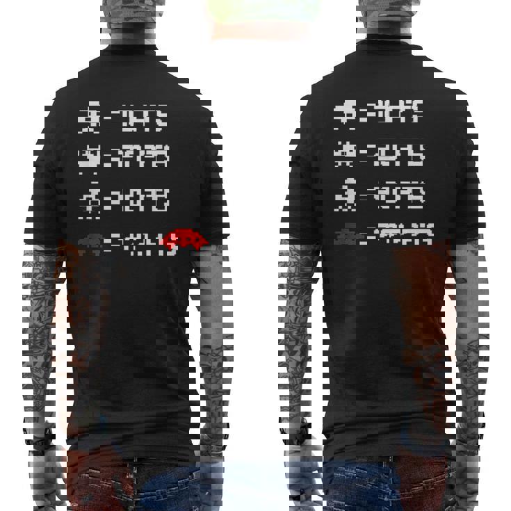 宇宙からのレトロなエイリアンインベーダー 80年代8ビットビデオゲームシャツ メンズTシャツ バックプリント