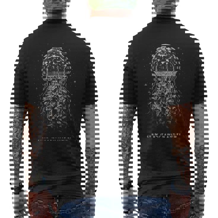 宇宙クラゲ 星空の海の放浪者 クラゲ好き メンズTシャツ バックプリント