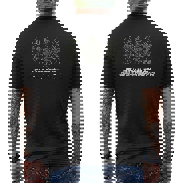 宇宙人 いいえ土偶です。よく間違えられますが。土偶 はにわ 遮光器土偶 ハート形土偶 仮面の女神 宇宙人 シュール メンズTシャツ バックプリント