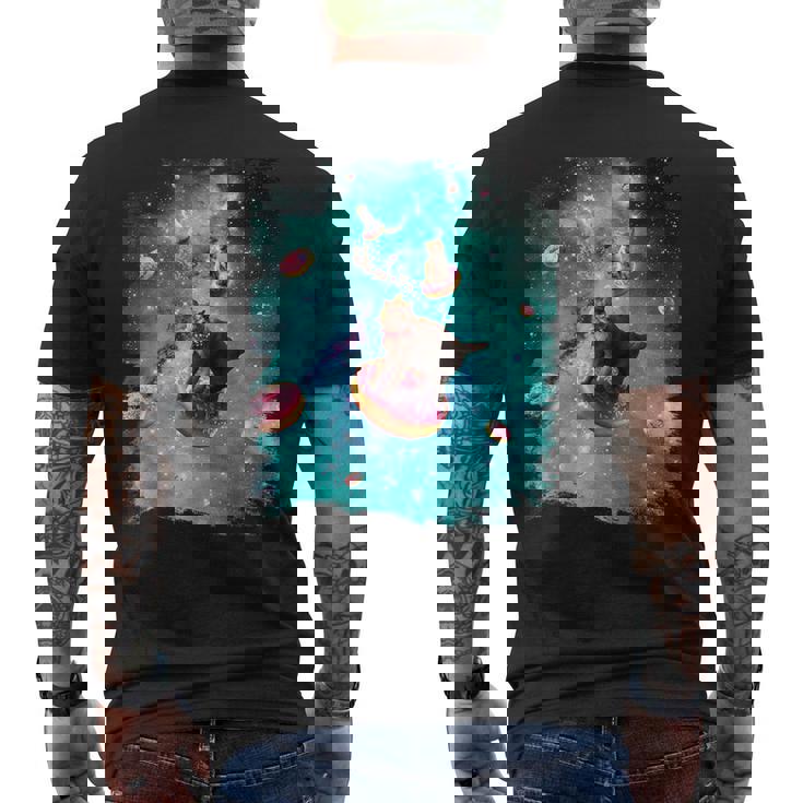 宇宙猫 ドーナツに乗るドーナツ 銀河猫 メンズTシャツ バックプリント