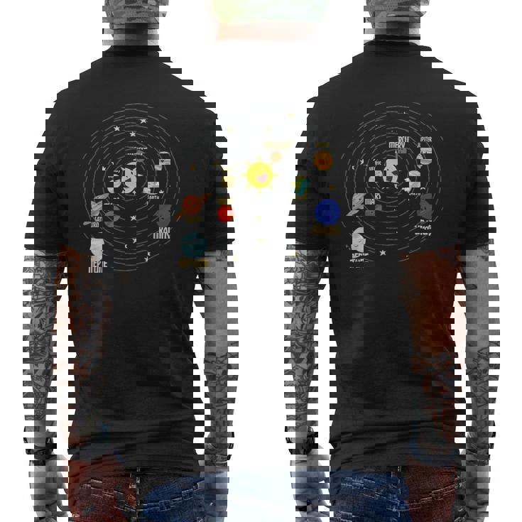 宇宙飛行士 宇宙 惑星 太陽系 メンズTシャツ バックプリント