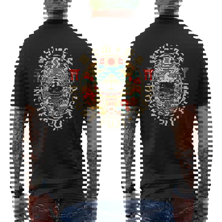 富士山 日本土産 日本の漢字 富士山 お土産 メンズTシャツ バックプリント