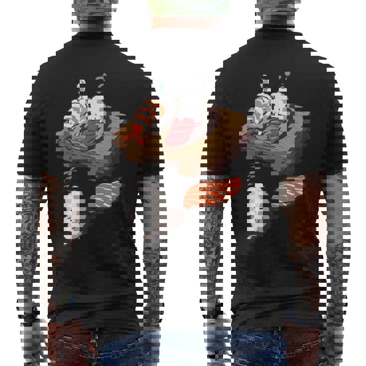 寝ぼける 寿司 すし えび サーモン まぐろ メンズTシャツ バックプリント
