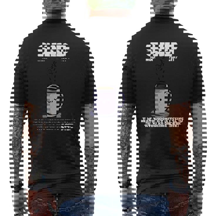 寝るマグカップ メンズTシャツ バックプリント