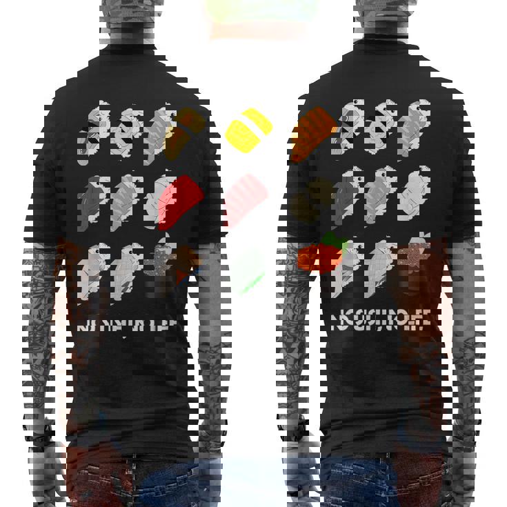 寿司 なしの人生なし たまご サーモン まぐろ ホタテ いくら メンズTシャツ バックプリント