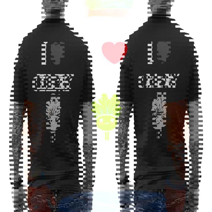 小さな野菜 セロリ ミニマリスト かわいい シンプル セロリ I Love Celery メンズTシャツ バックプリント