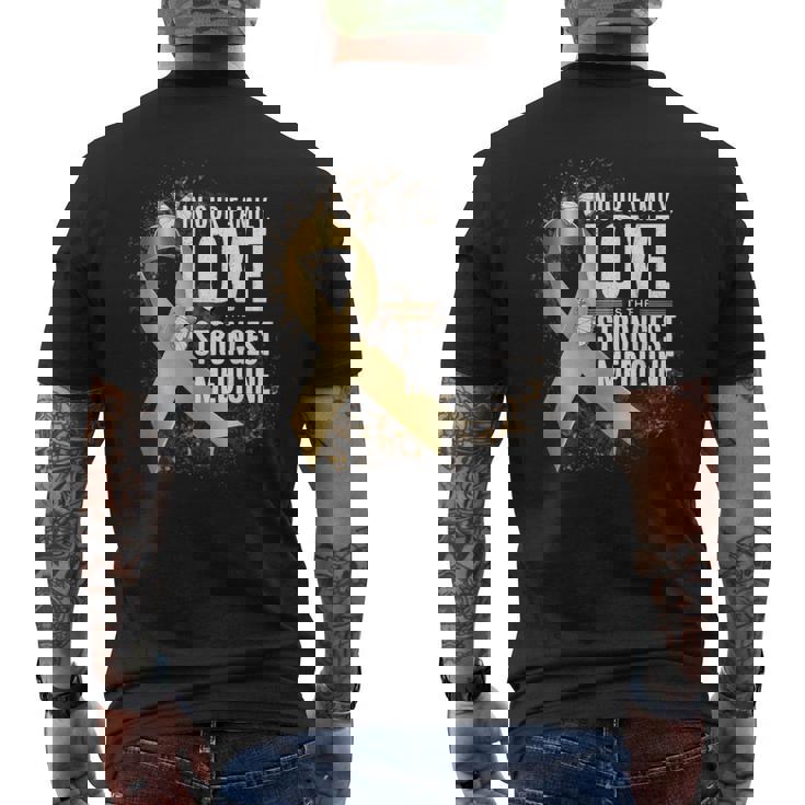 小児がん啓発 最強の薬 ゴールドリボン メンズTシャツ バックプリント