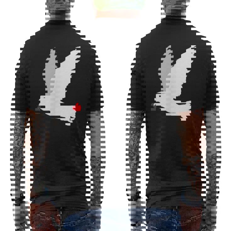 平和への愛を込めた白い鳩 メンズTシャツ バックプリント