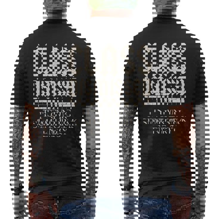 年末の先生は夏休みのエネルギーを与えています メンズTシャツ バックプリント