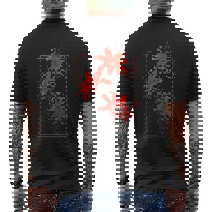 彼岸花 または 曼珠沙華 グランジ 日本の アニメ 美学 メンズTシャツ バックプリント