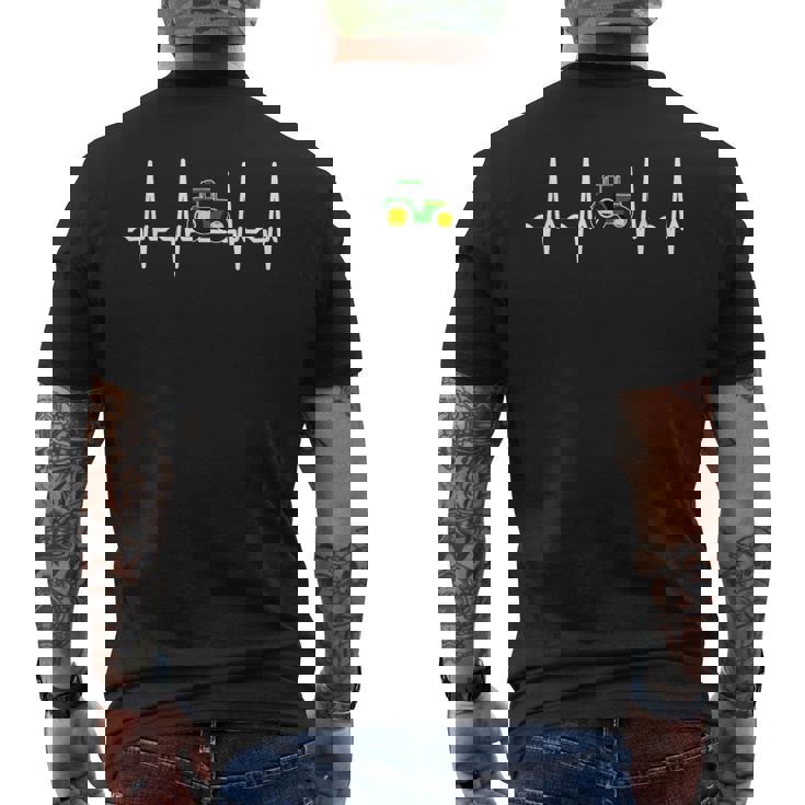 心拍トラクター 農家の生活 脈ライン メンズTシャツ バックプリント