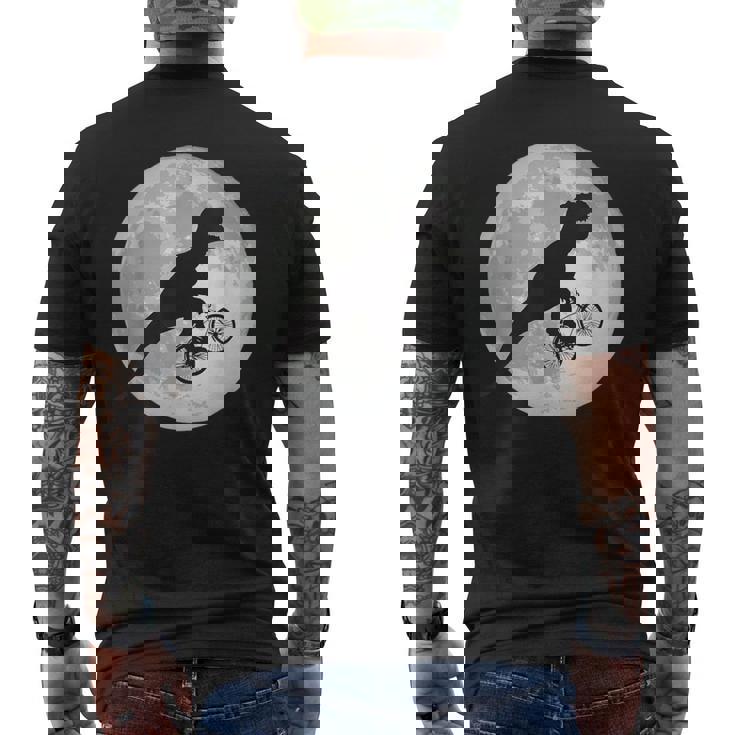 恐竜 ダイナソー 面白いtシャツ ティラノサウルス 月と自転車 サイクリング アート メンズ 子供 おもしろ 服 ネタ メンズTシャツ バックプリント