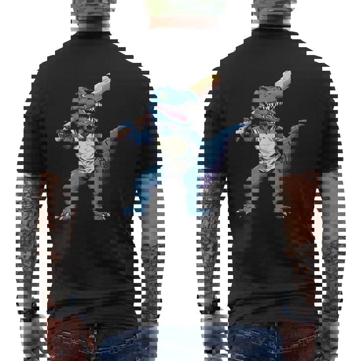恐竜 野球 シーズン バット ボール パーク トレックス ディノ ホームラン ヒット メンズTシャツ バックプリント